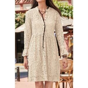 Sundance Victoria Ivory Lace Babydoll‎ Dress Size X-Small Floral Boho Cottage